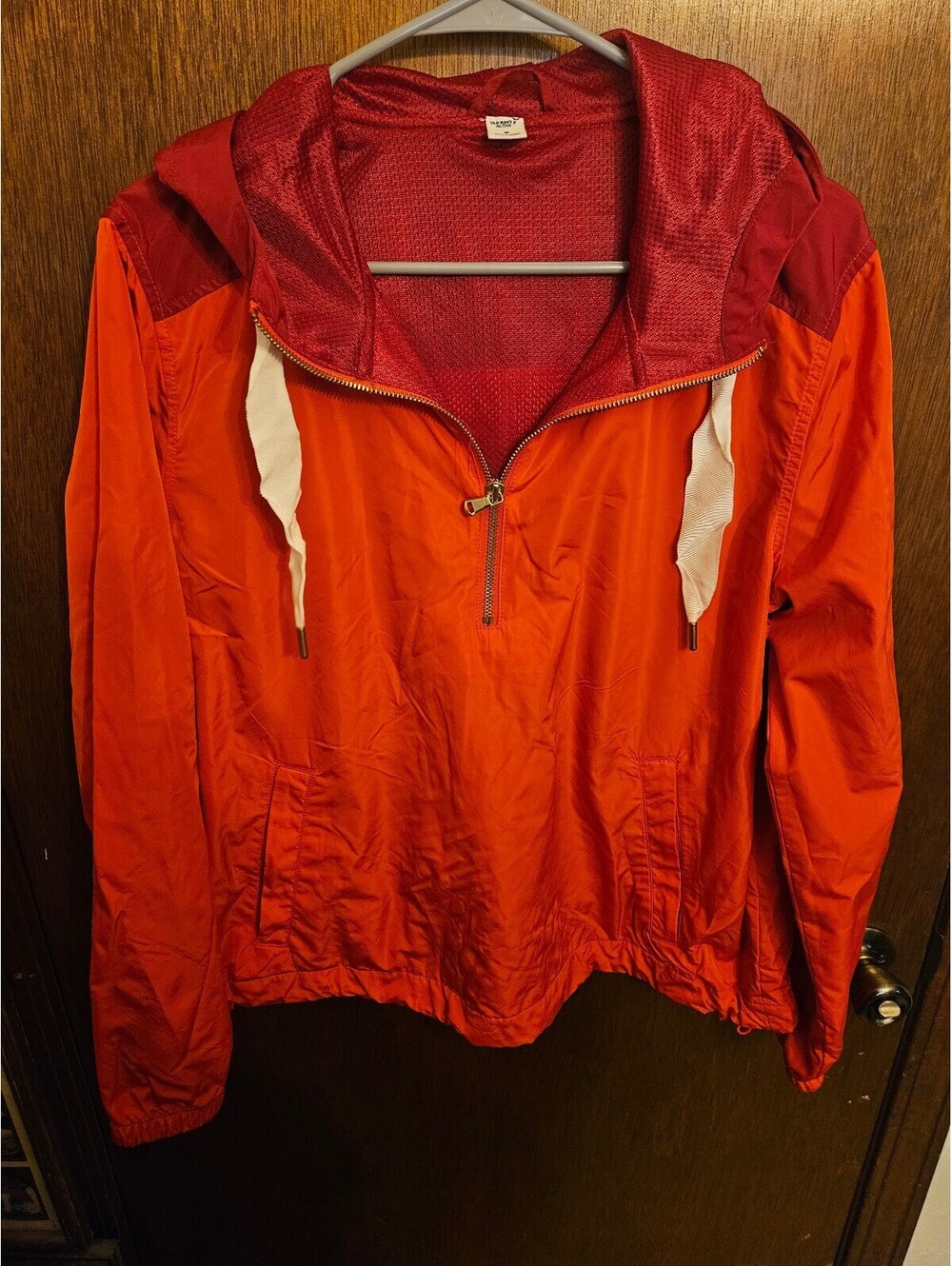 Old Navy Women's Red Pullover Windbreaker Jacket with Hood,Medium